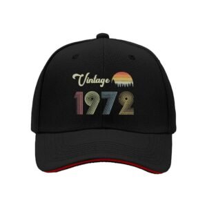 Vintage 1972 Men's Baseball Cap Retro Sun Design Gift for Birthday