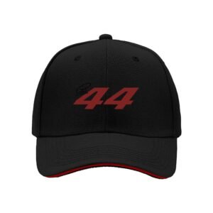 Black Baseball Cap with Red 44 Print Men's Women's Gift Sport Hat
