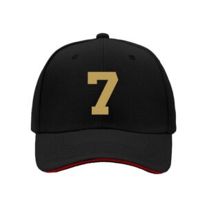Black Baseball Cap with Gold Number 7 Men's Women's Sport Hat Gift