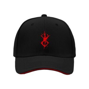 Red Symbol Embroidered Black Baseball Cap for Men Women Gift