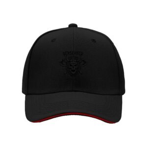 Black Men's Baseball Cap with Skull Embroidery Red Trim Gift for Him