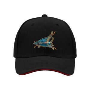 Men's Black Baseball Cap with Colorful Fish Embroidery Design