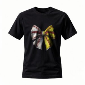 Baseball Bow Tie T-Shirt Women's Softball Gift Wear