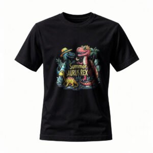 Summer Saurus Rex Dinosaur T-Shirt Men's Casual Fun Graphic Tee