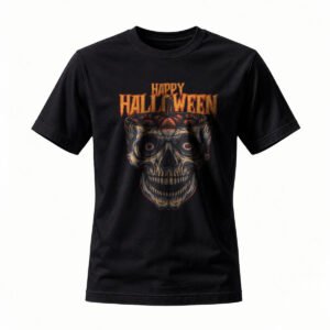 Happy Halloween Skull Pumpkin T-Shirt Men Women Spooky Costume Tee