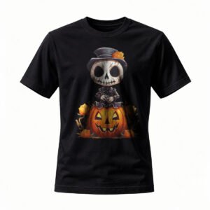 Halloween Skull Pumpkin T-Shirt Men Women Spooky Costume Tee Gift