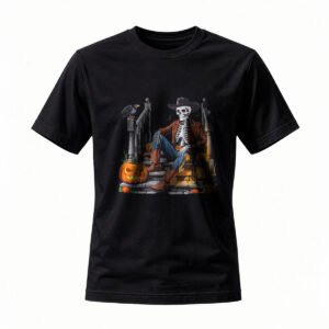 Halloween Cowboy Skeleton T-Shirt Men's Women's Funny Spooky Party Tee