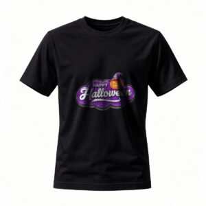Happy Halloween T-Shirt Men Women Costume Party Tee Black Pumpkin Witch Hat Design