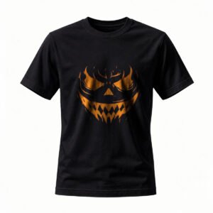 Halloween Pumpkin Face T-Shirt Men's Women's Black Orange Design