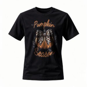 Pumpkin Season Leopard Bow T-Shirt for Men / Women Fall Autumn Tee