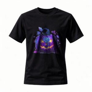 Halloween Purple Pumpkin T-Shirt Men Women Spooky Party Costume Tee