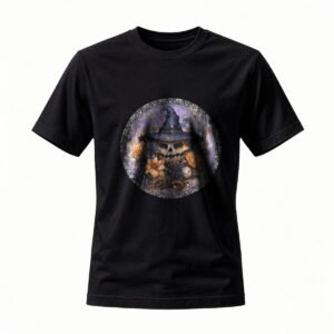 Halloween Witch Skull T-Shirt Men Women Gothic Art Tee