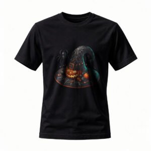 Halloween Witch Hat Pumpkin T-Shirt Men Women Spooky Costume Tee