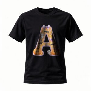 Halloween Letter A T-Shirt for Men / Women Cute Ghost Bat Design