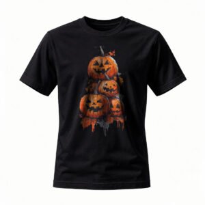 Halloween Jack O' Lantern Stack T-Shirt Men's Women's Spooky Party Tee