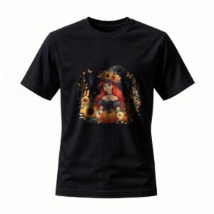 Halloween Witch Sunflower T-Shirt Women Men Autumn Festival Costume Tee