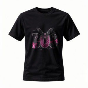 Boo Leopard Print Bat Wings T-Shirt Women's Halloween Gift