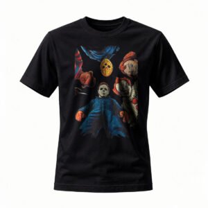 Halloween Horror Icons T-Shirt Men Women Black Classic Design