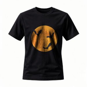 Halloween Moon Bats T-Shirt Men Women Spooky Night Party Tee
