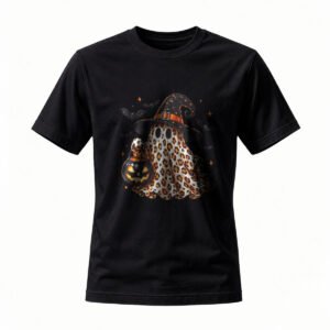 Halloween Leopard Ghost Witch Hat T-Shirt for Men / Women