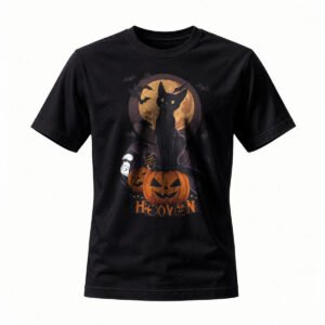 Halloween Cat Pumpkin T-Shirt Men Women Spooky Party Costume Tee