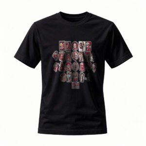 Men's Horror Movie Icons T-Shirt Black Retro Pop Culture Tee