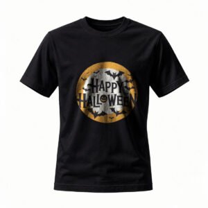 Happy Halloween T-Shirt Men Women Spooky Bat Moon Design Party Costume Tee