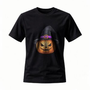 Halloween Pumpkin Witch Hat T-Shirt for Men / Women Spooky Party Tee