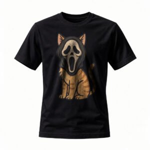 Scream Cat T-Shirt Halloween Horror Funny Men's Women's Tee
