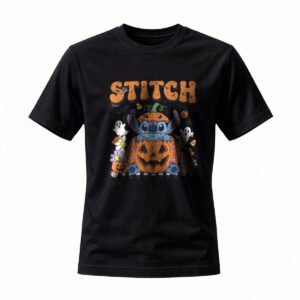 Stitch Halloween Pumpkin T-Shirt Men's Women's Cute Cartoon Tee