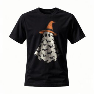 Halloween Ghost Witch Hat T-Shirt Men Women Funny Costume Tee