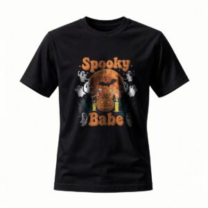 Spooky Babe Halloween T-Shirt for Men / Women Funny Ghost Pumpkin Design