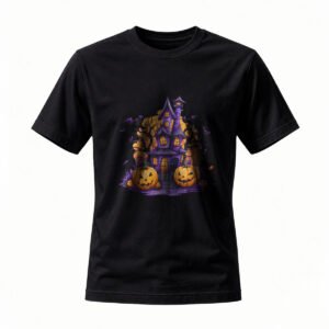 Halloween Haunted House T-Shirt Men Women Spooky Pumpkin Design