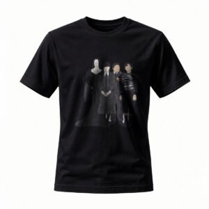 Men's Black T-Shirt with Vintage Portrait Print Casual Wear