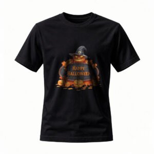 Happy Halloween Pumpkin Witch Hat T-Shirt Men Women Festive Costume Tee