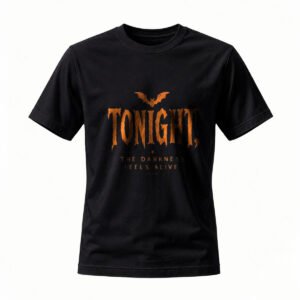 Tonight The Darkness Feels Alive T-Shirt Men's Halloween Bat Graphic Tee