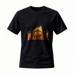 Happy Halloween T-Shirt Men's Women's Pumpkin Flame Design