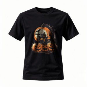Halloween Pumpkin T-Shirt Men Women Spooky Castle Design