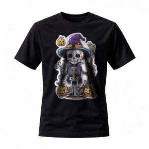 Halloween Skeleton Witch T-Shirt Men's Women's Funny Costume Tee