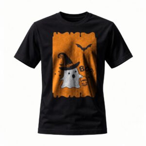 Halloween Ghost T-Shirt with Witch Hat and BOO Design for Men / Women