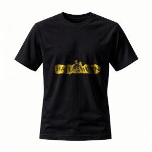 Halloween T-Shirt Men Women Black Gold Pumpkin Design Party Costume Tee