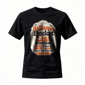 Halloween Bucket List T-Shirt for Adults Funny Seasonal Tee