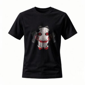 Men's Black T-Shirt with Creepy Clown Face Design for Halloween Party Wear