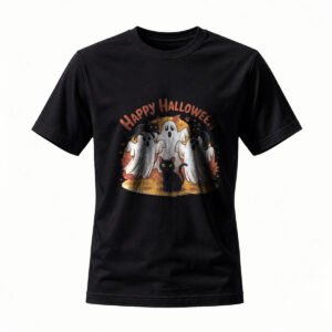 Happy Halloween Ghosts and Black Cat T-Shirt for Men / Women