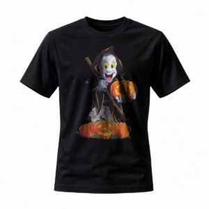 Halloween Ghost Pumpkin T-Shirt Men Women Spooky Costume Tee Party Gift
