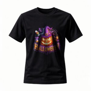 Halloween Pumpkin Witch Hat T-Shirt for Men / Women Spooky Costume Party Wear