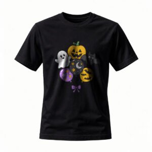 Halloween Balloons T-Shirt Men Women Spooky Ghost Pumpkin Design
