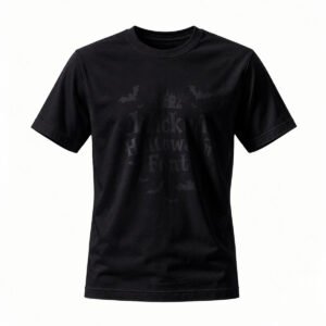 Halloween T-Shirt Men Women Spooky Bat Castle Design Black Tee