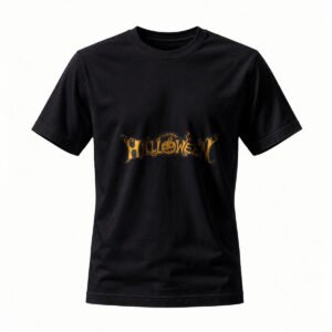 Happy Halloween T-Shirt Men Women Black Gold Pumpkin Design