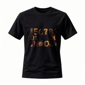 Fire Alphabet Numbers T-Shirt Men's Women's Casual Graphic Tee